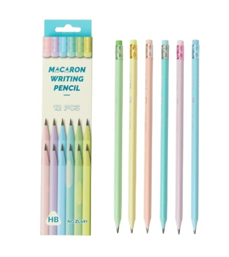 Set 12 Creioane Negre, Flippy, pentru Elevi Scoala, cu Radiera, Model Set Multicolor Pal