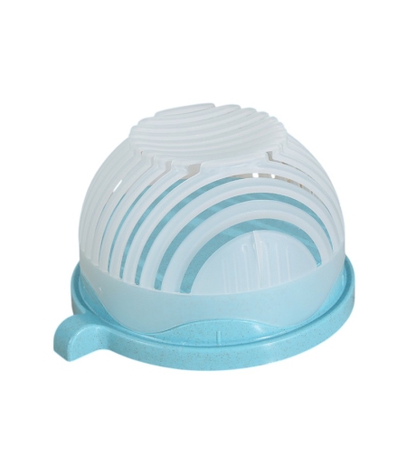 Bol Feliator pentru Salata, Flippy, Castron Multifunctional pentru Legume si Fructe, pentru Spalat si Taiat Legumele, cu Scurgere si Tocator, Ergonomic, Protectie pentru Maini, 21x18.5x11.5 cm, Albastru