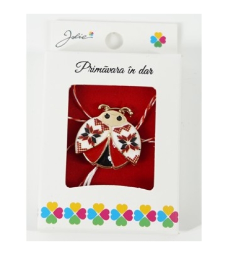 Martisor Brosa Mica in Cutie, Dimensiune Brosa 2.5-3 cm, Material Metal, Model Buburuza Traditionala