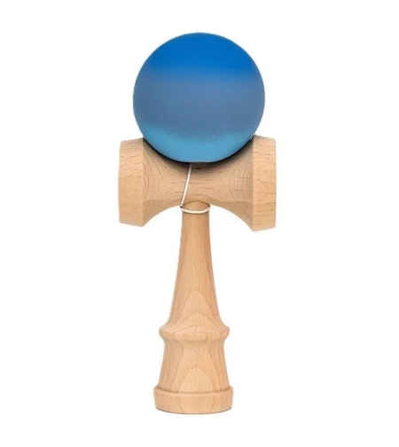 Jucarie Interactiva Kendama, Flippy, Kendama Original Super Sticky din Lemn, 18 cm, Joc de Indemanare pentru Copii si Adulti, Model Gradient Albastru Gri Bleu