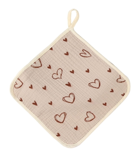 Prosop Absorbant, Flippy, din Bumbac, 25 x 25 cm, Model Inimioare, cu Agatatoare, Bej