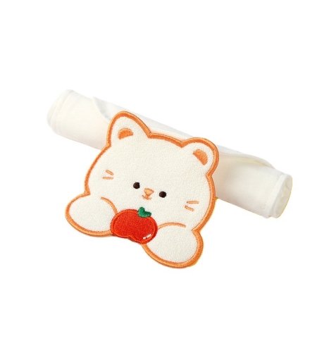 Prosop Absorbant, Flippy, din Bumbac, pentru Bebelusi, 19x28 cm, Model Pisica, Alb