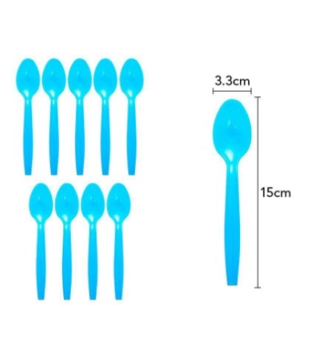 Set 10 Linguri de unica folosinta 15 x 3.3 cm, albastru