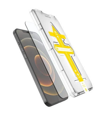 Set 2 folii sticla securizata cu sistem de montare usor si rapid Flippy compatibila cu Apple iPhone 12 / 12 Pro Transparent