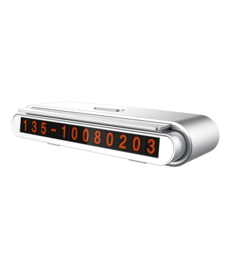 Suport Numar de Telefon pentru Parcare Auto, Flippy, Suport pentru Numarul detelefon, Banda glisanta pentru Ascundere, Banda Adeziva Inclusa, 120 x 48 x 24 mm, Cifre Rosii, Gri deschis