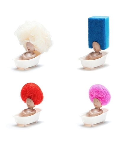 Suport pentru Spalat Vase, Flippy, pentru Burete/Sarma, Model Cada, Alb/Bej