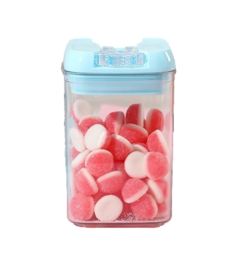 Cutie de Depozitare Alimente, Flippy, 0.8L, Capac Albastru, din PP+PET, Inchidere Ermetica, 10 x 10 x 15.5 cm, Transparent