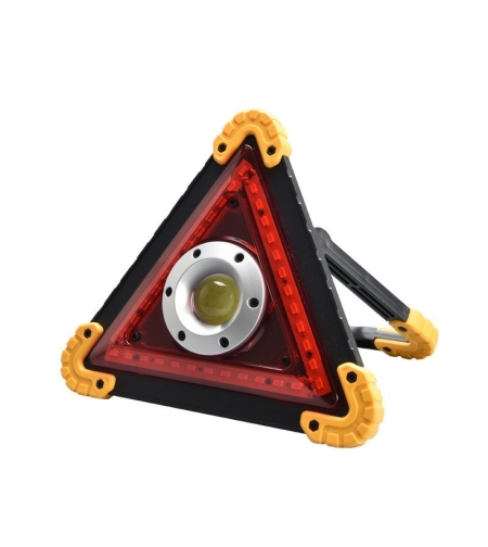 Triunghi Multifunctional de Avertizare, Flippy, Lanterna LED, Impermeabil IP65, 800 lm, 2 x AA, Functie Incarcare Telefon, USB si Micro USB, COB 33, Portocaliu
