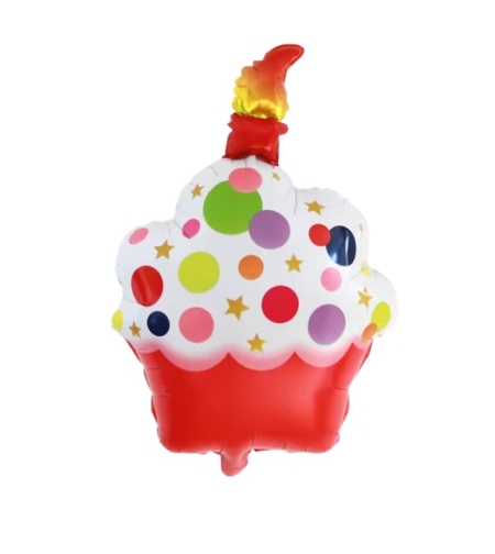 Balon din Folie Metalizata, Flippy, Figurine Dulciuri, Model 2, Tematica Prajitura Aniversara, 68x44 cm, Ambalaj Individual, Pai Inclus, Umflare cu Aer sau Heliu, Multicolor