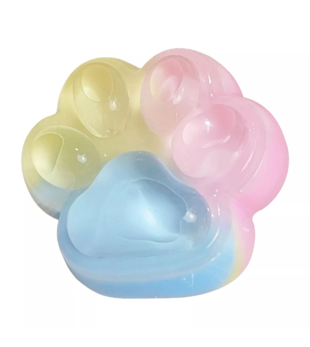 Jucarie Antistres Squishy, Flippy, cu Revenire Lenta, Squeeze Pinch Family, Model Cat Paw, 6.5 x 6 cm, din Tpr, 4-6 Ani, Model Curcubeu, Multicolor cu Insertii