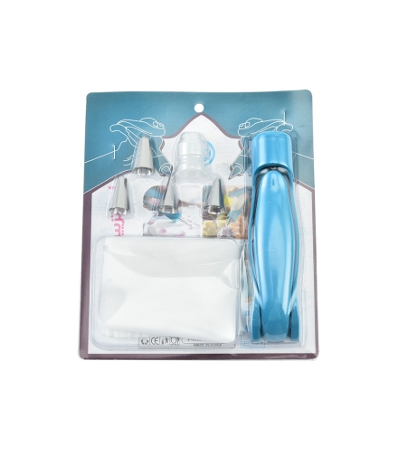 Set Accesorii Decorare Prajituri si Torturi, Flippy, 5 Capete pentru Modele, 21.7x18.8 cm, Ustensila Manuala pentru Ornare, Albastru