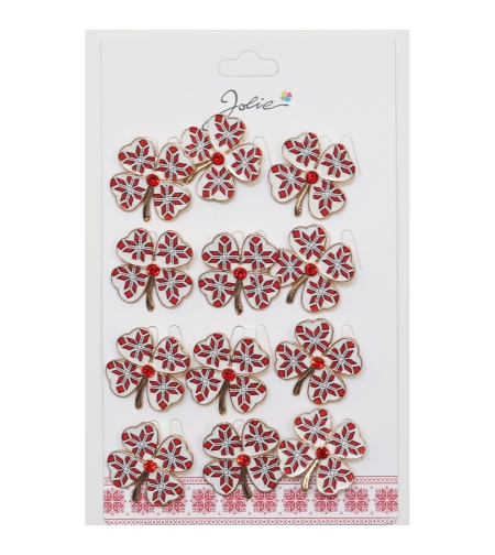 Set 12 Brose Martisor Primavara Trifoi Traditional cu Piatra Rosie