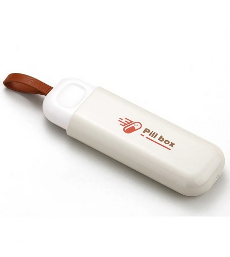 Cutie Depozitare Medicamente, Flippy, Portabila, 3 Compartimente, Tip Breloc, Plastic, Glisanta, Alb, 10.7x3.6x1.6 cm
