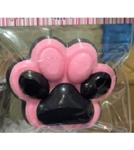 Jucarie Antistres Squishy, Flippy, cu Revenire Lenta, Labuta de Pisica Pufoasa, 8.5 x 7.5 cm, Ambalaj Transparent, Negru Roz