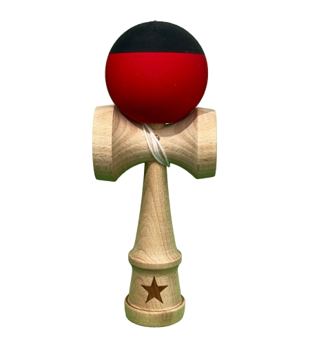 Kendama X Originala, Flippy, 18 cm, Profesionala, +9 Ani, din Lemn, Model 2 Culori, Rosu/Negru