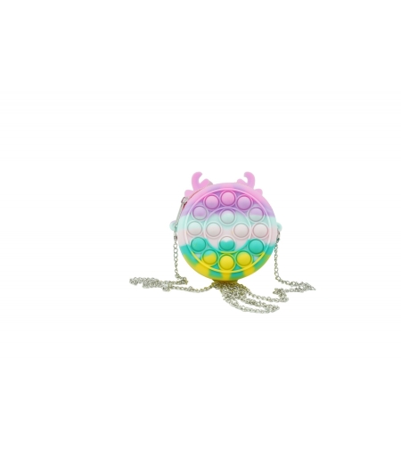 Jucarie antistres din silicon Flippy, Pop it Now and Flip It ,Mini Geanta, Ren, 6 cm, Macarons