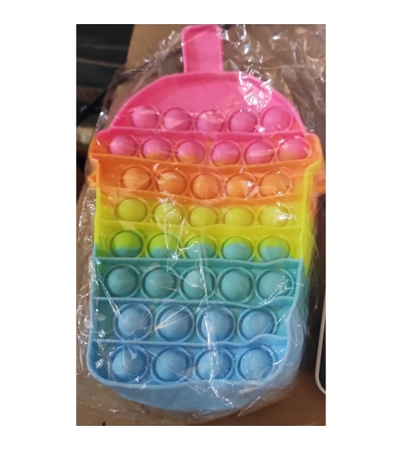 Jucarie antistres din silicon, Flippy, Geanta Pop It, Milkshake, Model 2, Multicolor