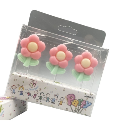 Set 3 Lumanari, Flippy, Tema Flori, Model 2, din Parafina, Multicolor