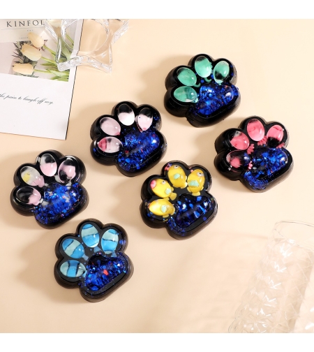 Jucarie Antistres Squishy, Flippy, cu Revenire Lenta, Squeeze Pinch Family, Model Cat Paw, 6.5 x 6 cm, din Tpr, 4-6 Ani, Model 1 Pestisori, Negru cu Insertii
