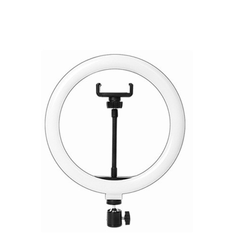 Lampa Circulara RingLight, Flippy, din ABS, 120 LED-uri, 3 Culori de Lumina, 3 Trepte de Intensitate, Rotire 360, 26 cm Diametru, Negru