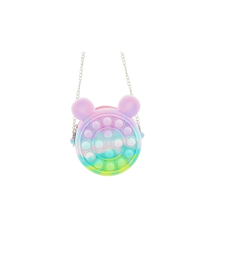 Jucarie antistres din silicon Flippy, Pop it Now and Flip It ,Mini Geanta, Mickey Mouse, 6 cm, Macarons