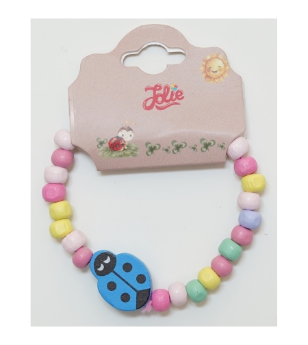 Martisor Bratara Curcubeu pentru Copii, Elastica, din Lemn, Model 5