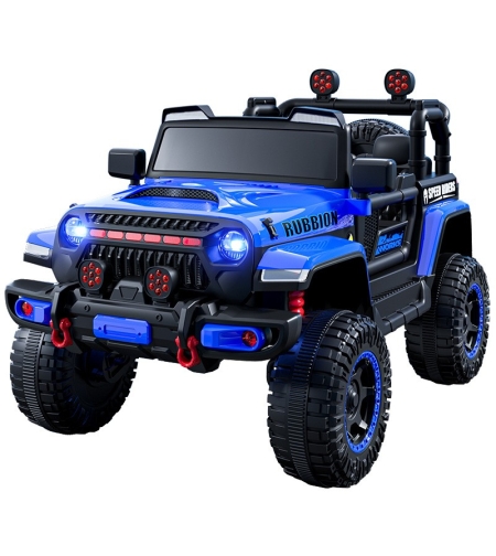 Masina Electrica pentru Copii, Flippy, Off-Road, Conectare Bluetooth, telecomanda, Tractiune Spate, Lumina Intermitenta, Baterie 12V 7Ah, 120 x 63 x 68cm, Albastru
