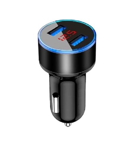 Incarcator Auto cu Afisaj Digital, Flippy, din Metal, 3.1A, Incarcare Rapida 6A PD+QC3.0, Dublu USB, Negru