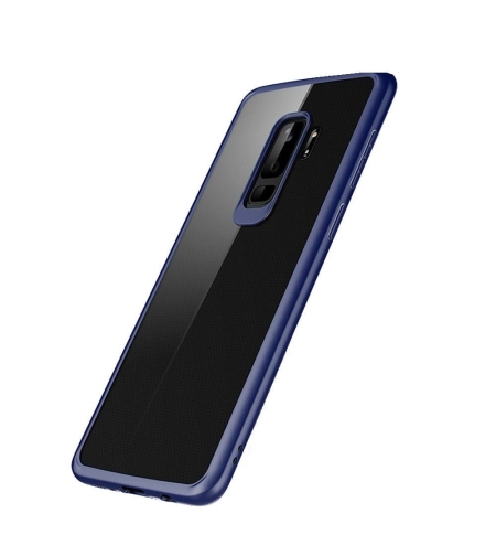 Husa Samsung Galaxy S9 Tpu Transparent cu margini colorate albastru