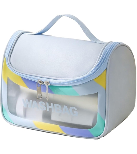 Geanta Cosmetice de Voiaj Flippy, Impermeabila, Translucida Mata, 22 x 16 x 14 cm, Albastru