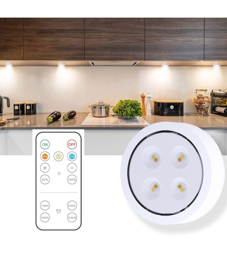 Lampa Led Flippy, Fara Fir, cu Baterii, 3 Culori de Lumina, cu Telecomanda, din Plastic, Alb