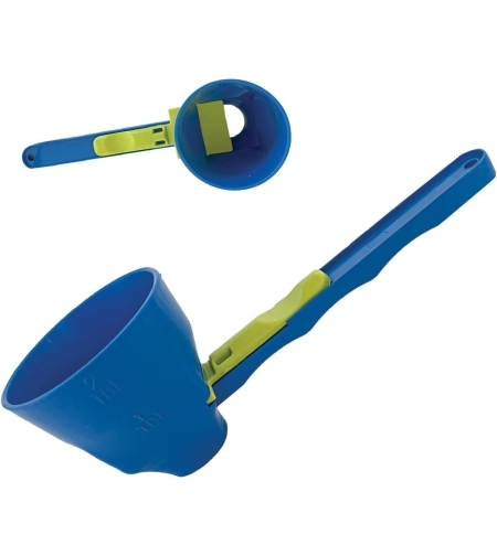 Lingura Gradata, Flippy, Tip Palnie, din Plastic, Coada Lunga, 8 x 8 x 3 cm, Albastru/Verde