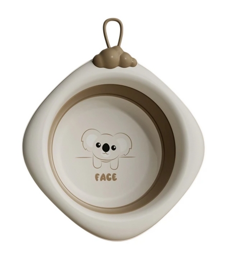 Cada Pliabila pentru Baie pentru Copii, Flippy, Cadita pentru Bebelusi, Model Romb pentru Fata Koala, Maro, 30x30x3.5 cm, 4L