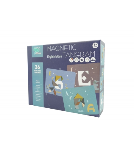 Joc Magnetic Tangram, tabla si forme diverse magnetice, 34 de piese, pentru copii, +3 ani, multicolor
