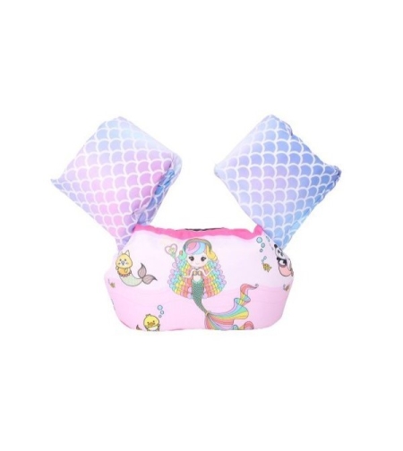 Vesta de salvare pentru copii cu aripioare de inot, Flippy, Roz, Model sirena