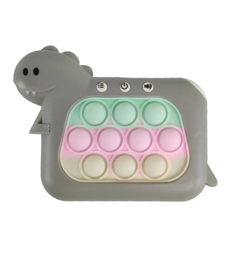 Jucarie Interactiva Pop It Whack A Mole, Flippy, Tip Consola, Anti-Stres, 4 Moduri de Joc, din ABS si Silicon, +3 Ani, Model Dinozaur, Gri