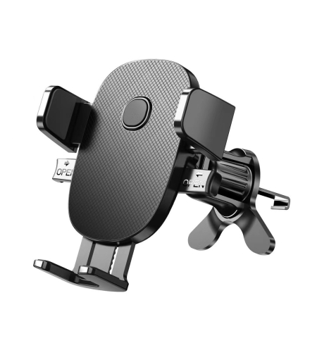 Suport Auto Telefon Flippy, Prindere Grila Ventilatie, Tija Fixare Reglabila, Rotativ 90 grade, Design Modern, Detalii Fine, Material Plastic si Silicon, 11 x  8.5 cm, Negru
