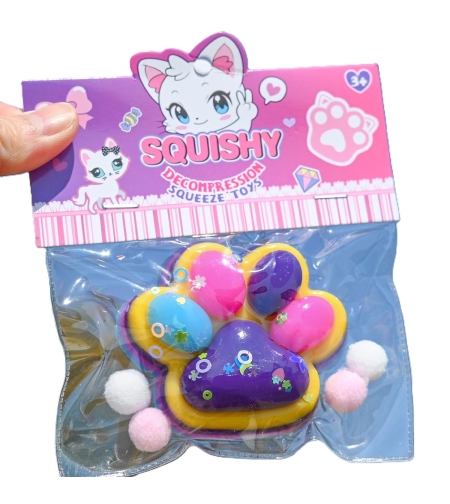 Jucarie Antistres Squishy, Flippy, Labuta de Pisica Squeeze Toys, cu Revenire Lenta, 7.5 cm, Model 270514, Multicolor