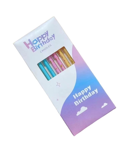Set 6 Lumanari Lungi, Flippy, din Parafina, 10 x 0.5 cm, Happy Birthday, Multicolor
