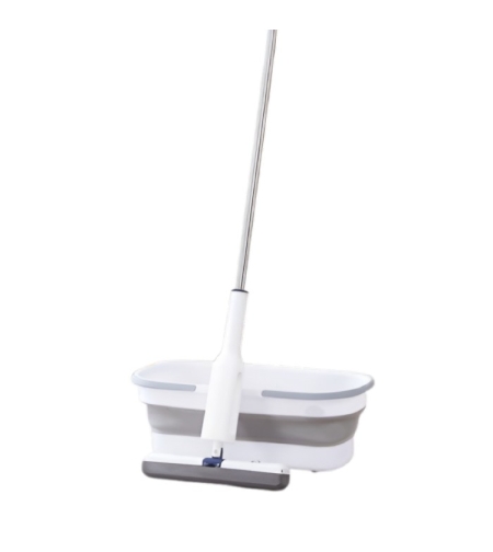 Set Mop Telescopic cu Galeata Pliabila, Flippy, Gri, 32 cm, Maner Reglabil 140 cm, Sistem de Stoarcere Usor si Eficient