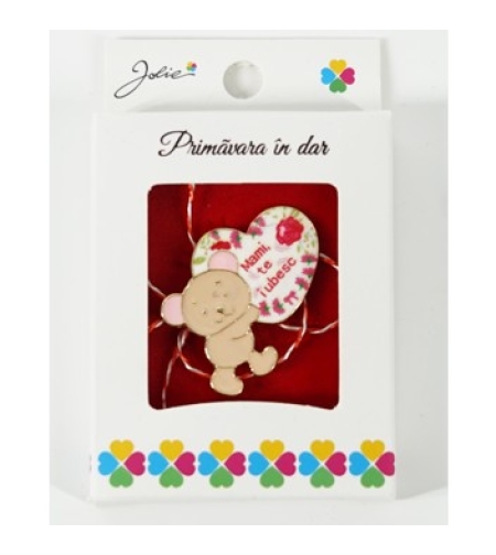 Martisor Brosa Mica in Cutie, Dimensiune Brosa 2.5-3 cm, Material Metal, Model Ursulet