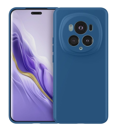 Husa de Protectie, Flippy, pentru Honor Magic 5 Pro, Liquid Silicone, cu Microfibra pe Interior, Protectie Antisoc, Compatibil Incarcare Wireless, Albastru