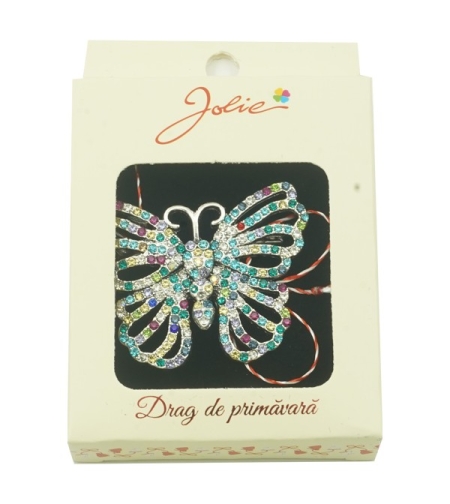 Brosa Multicolora Jolie model Fluture Pietre