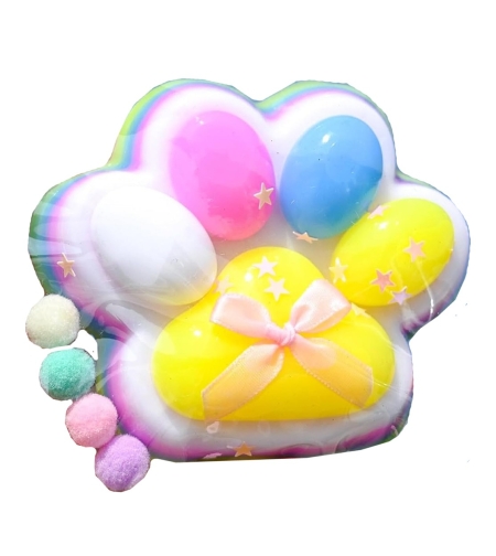 Jucarie Antistres Squishy, Flippy, Revenire Lenta, Model Labuta de Pisica, Squishy, BIG 12.5 x 10.5 cm, 220 g, Model 19, Multicolor Roz