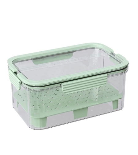Cutie pentru Depozitare Alimente, Flippy, de Uz Casnic, 2 Compartimente, Zona pentru Gheata, Mentinere Fresh, cu Maner, Material PET, 23x15x10.8 cm, Verde