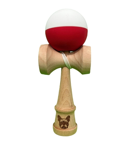 Kendama X Originala, Flippy, 18 cm, Profesionala, +9 Ani, din Lemn, Model 2 Culori, Alb/Rosu