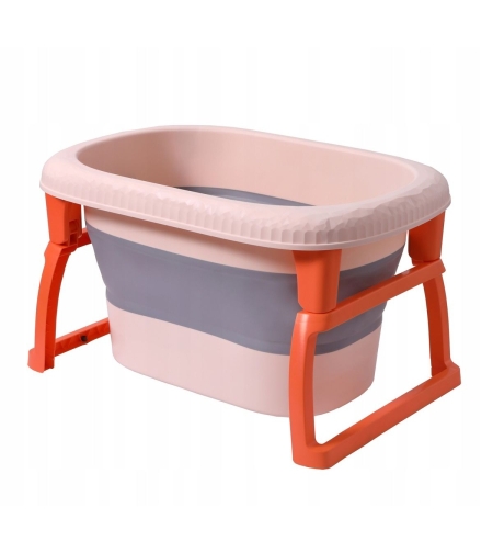 Cada Pliabila pentru Baie, Flippy, din PP+TPE, pentru Copii 0-6 Ani, cu Picioare, Suport de Sezut, Scurgere Etans, 80 x 52 x 42 cm, Portocaliu