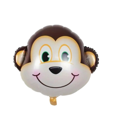 Balon din Folie Metalizata, Flippy, Mini Figurine Animalute, Model Maimutica, Tematica Aniversare, 42x42 cm, Ambalaj Individual, Pai Inclus, Umflare cu Aer sau Heliu, Multicolor