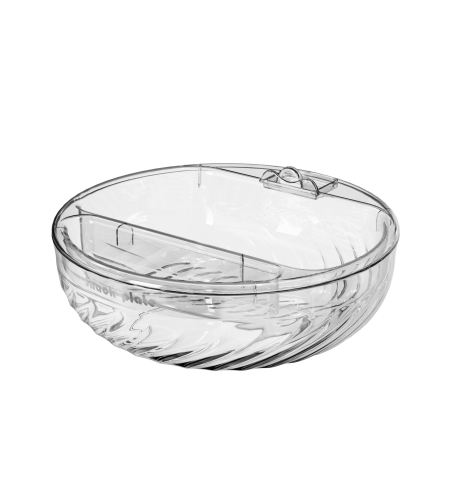 Bol cu Doua Straturi, Flippy, pentru Fructe, Legume, Snacks, cu Strat de Scurgere a Apei, Suport pentru Telefonul Mobil, 22.4x9 cm, Transparent