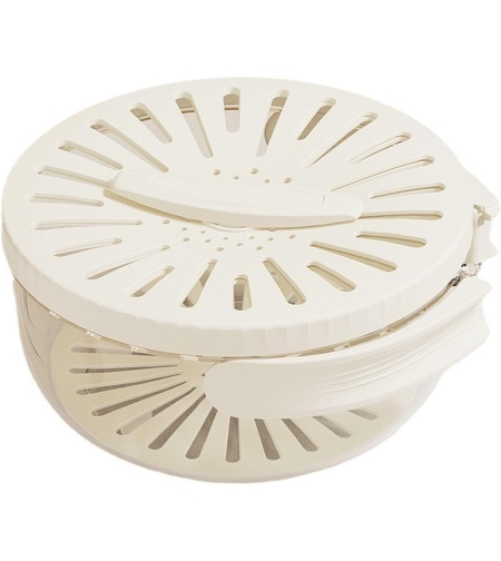 Strecuratoare 2 in 1 pentru Fructe si Legume, Flippy, Cos de Scurgere si Cutie de Depozitare, 15.5 x 8.3 cm, din PP, cu Maner si Capac, Alb